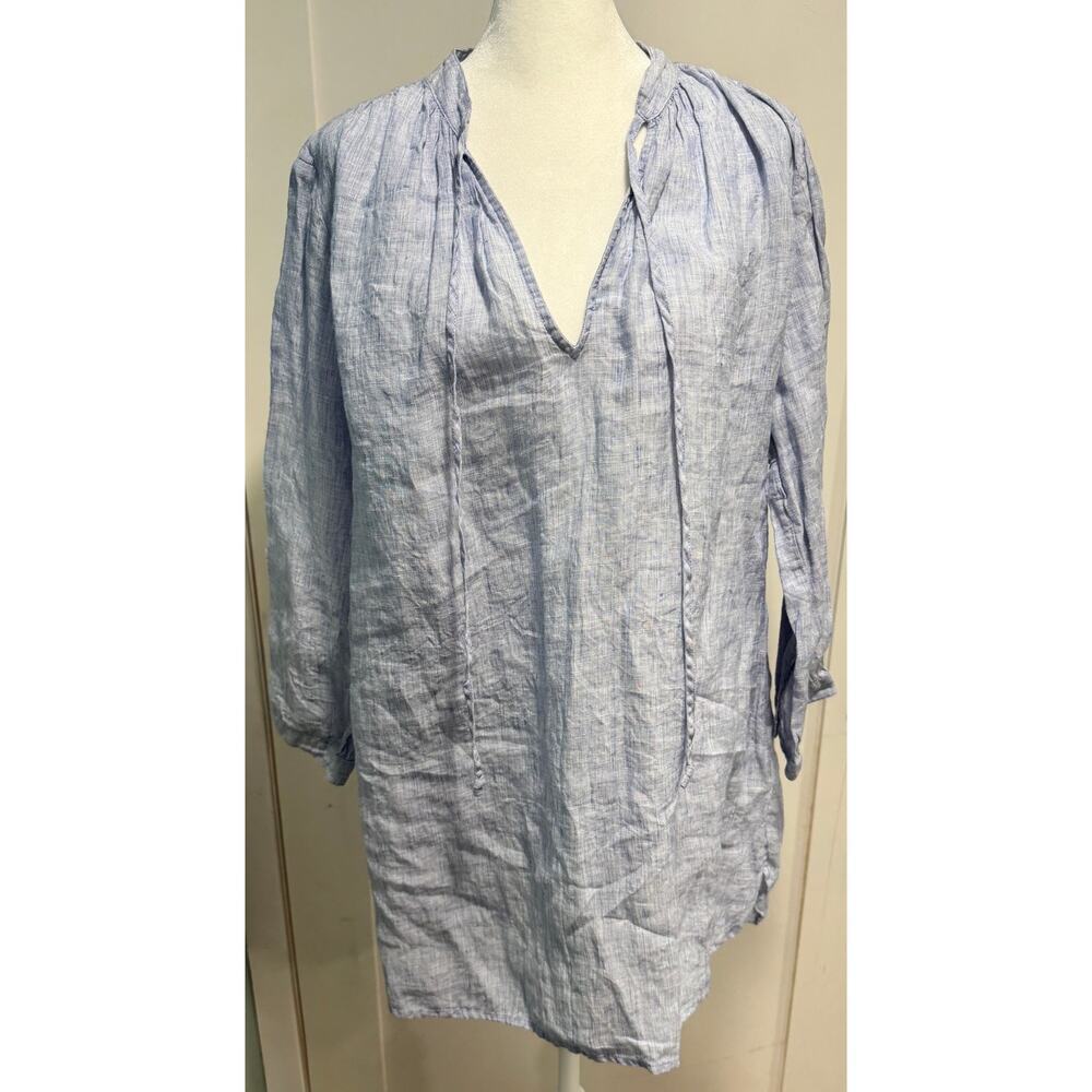 J. CREW 100% Linen Tie Front Oversized Tunic Beach Resort Vacation Size S